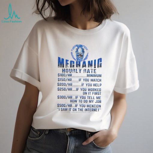 Funny mechanic hourly rate car auto repairman shirt