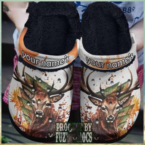 FuzzyCrocs Face Deer Painting Crocs