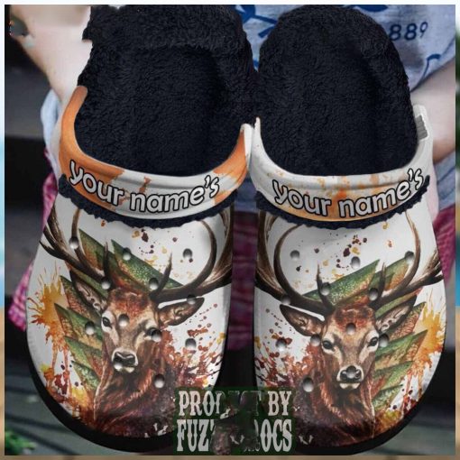 FuzzyCrocs Face Deer Painting Crocs