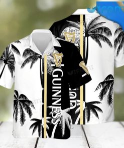 GUINNESS HAWAIIAN SHIRT BLACK WHITE COCONUT TREE GUINNESS BEER GIFT