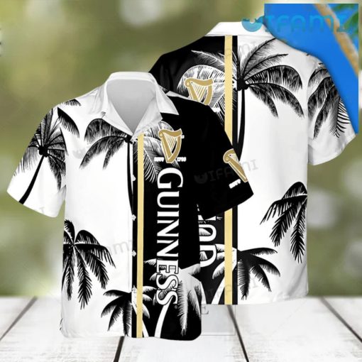 GUINNESS HAWAIIAN SHIRT BLACK WHITE COCONUT TREE GUINNESS BEER GIFT