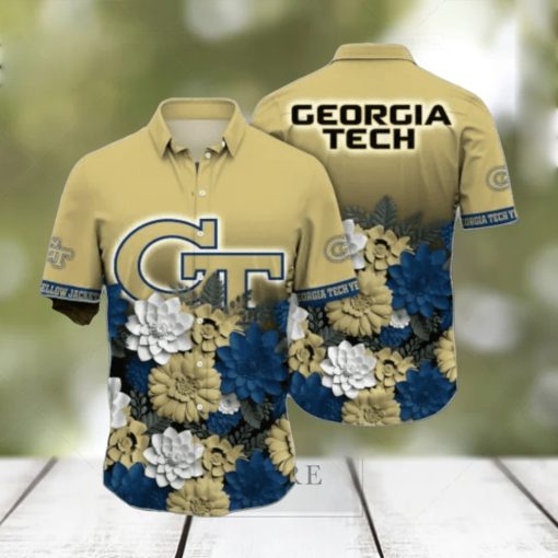 Georgia Tech Yellow Jackets Flower Hawaii Shirt Best Gift