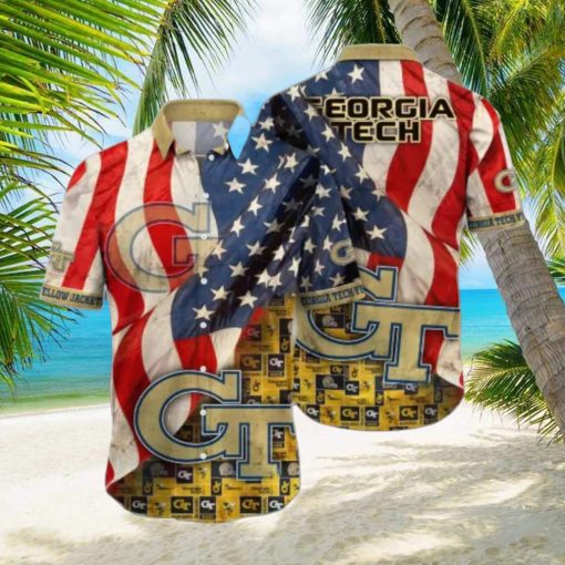 Georgia Tech Yellow Jackets Flower Hawaii Shirt Summer Football Shirts Best Gift