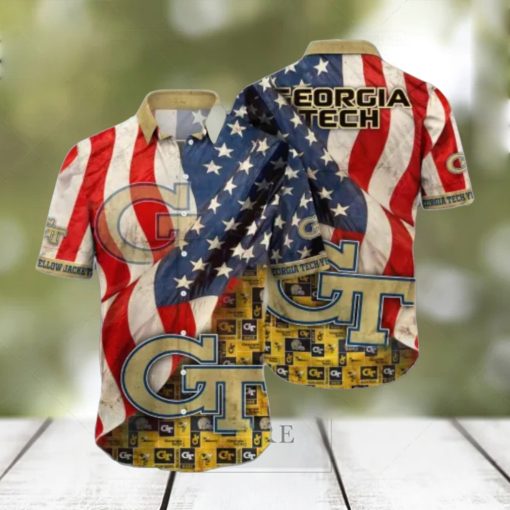 Georgia Tech Yellow Jackets Flower Hawaii Shirt Summer Football Shirts Best Gift