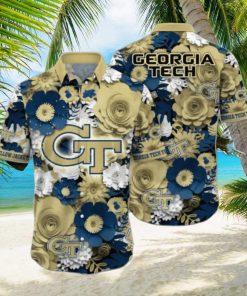 Georgia Tech Yellow Jackets Flower Hawaii Shirt Summer Football Shirts Style Gift