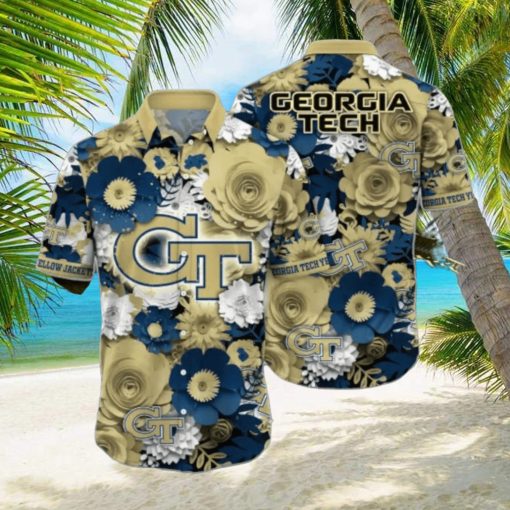 Georgia Tech Yellow Jackets Flower Hawaii Shirt Summer Football Shirts Style Gift