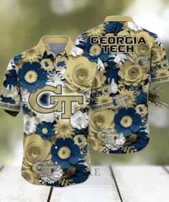 Georgia Tech Yellow Jackets Flower Hawaii Shirt Summer Football Shirts Style Gift