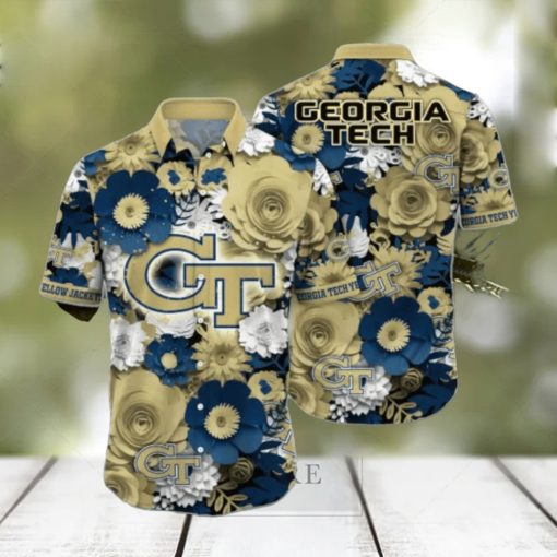 Georgia Tech Yellow Jackets Flower Hawaii Shirt Summer Football Shirts Style Gift