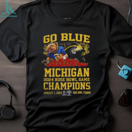 Go Blue Michigan Wolverines 2024 Rose Bowl Game Champions Shirt Navy