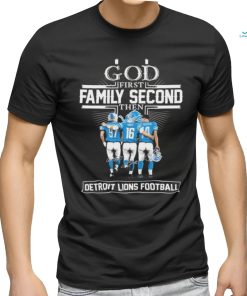 God First Family Second Then Detroit Lions Hutchinson Goff And St. Brown Signatures Shirt