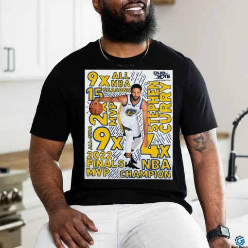 Golden State Warriors Stephen Curry 4x NBA Champion 2022 Finals MVP 9x All NBA 15 Seasons Shirt