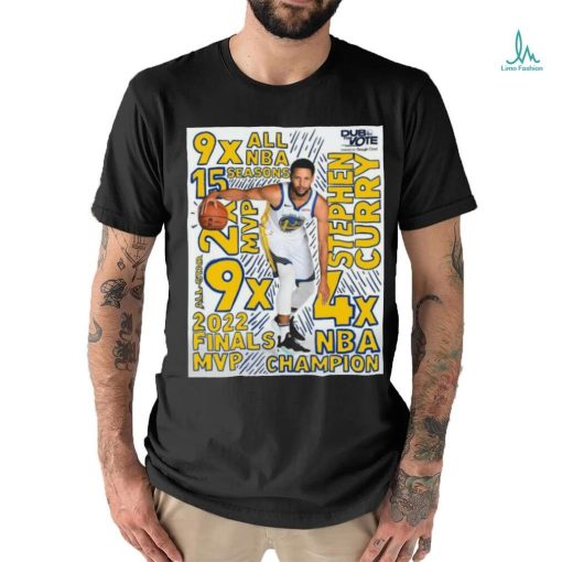 Golden State Warriors Stephen Curry 4x NBA Champion 2022 Finals MVP 9x All NBA 15 Seasons Shirt