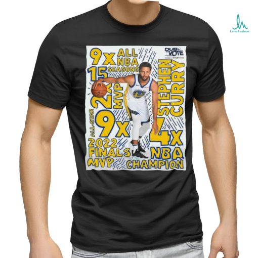 Golden State Warriors Stephen Curry 4x NBA Champion 2022 Finals MVP 9x All NBA 15 Seasons Shirt