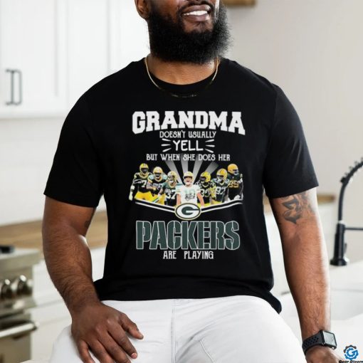 Grandma Doesn’t Usually Yell But When She Does Her Packers Are Playing 2023 Playoffs Signatures Shirt