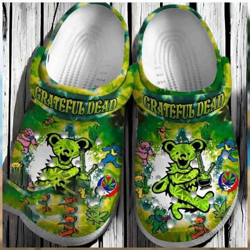 Grateful Dead Bear Weed Funny Crocs