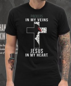 Green Bay Packers In My Veins Jesus In My Heart Cross Shirt, hoodie, sweater, long sleeve and tank top Green Bay Packers In My Veins Jesus In My Heart Cross Shirt