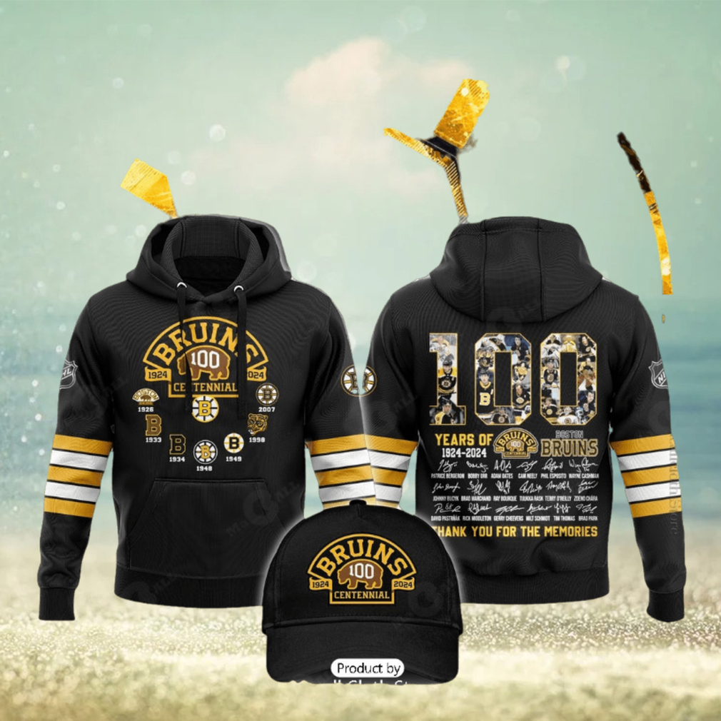 HOT 100 Years Of Boston Bruins 1924 2024 Memories Signatures Black Hoodie 3D HOT 100 Years Of Boston Bruins 1924 2024 Memories Signatures Black Hoodie 3D