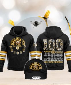 HOT 100 Years Of Boston Bruins 1924 2024 Memories Signatures Black Hoodie 3D