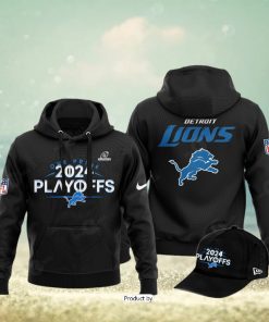 HOT Detroit Black Nike 2024 NFL Playoff V2 Black Hoodie 3D