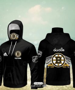 HOT NHL Boston Bruins Custom Name Adidas Black Hoodie 3D