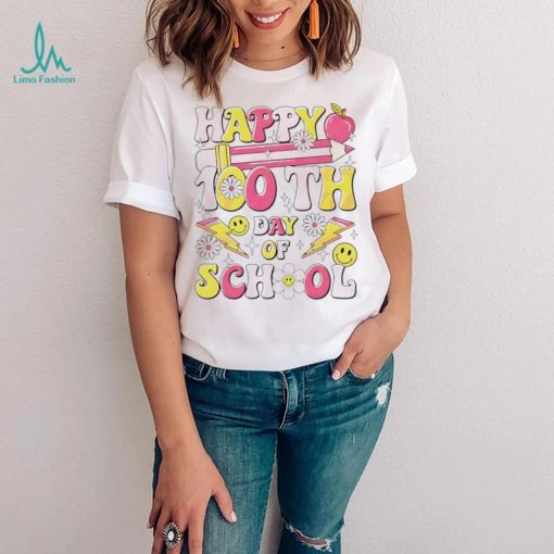 Happy 100th day of school teacher appreciation smiley shirt