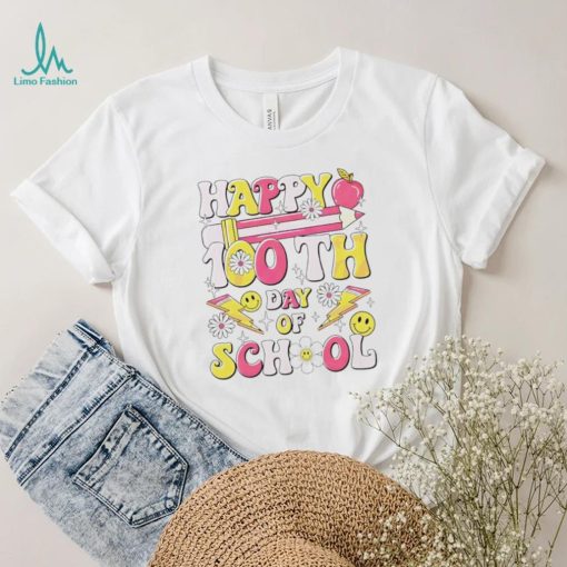 Happy 100th day of school teacher appreciation smiley shirt