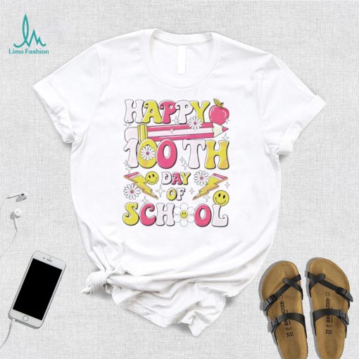 Happy 100th day of school teacher appreciation smiley shirt