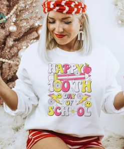 Happy 100th day of school teacher appreciation smiley shirt