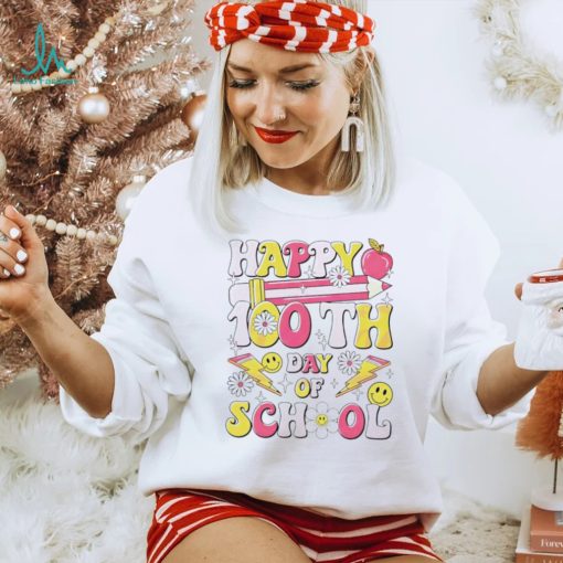 Happy 100th day of school teacher appreciation smiley shirt