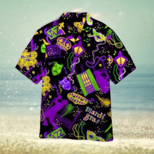 Happy Mardi Gras Pattern Black Hawaiian Shirt Aloha For Men And Women