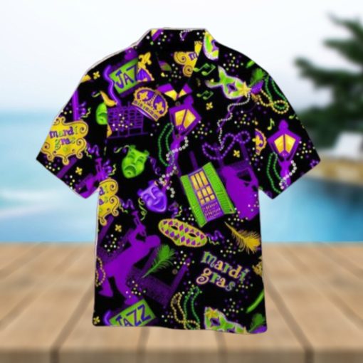 Happy Mardi Gras Pattern Black Hawaiian Shirt Aloha For Men And Women