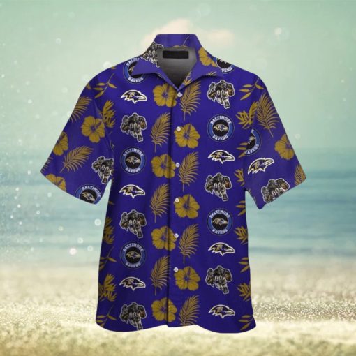 Hawaiian Baltimore Ravens Tropical Shirt Short Sleeve Button Up