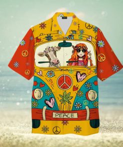Hawaiian Summer Shirt with 3D Hippie Cow Design