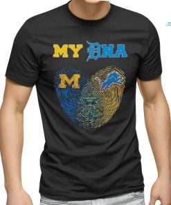 Heart My Dna Michigan Wolverines And Detroit Lions Shirt
