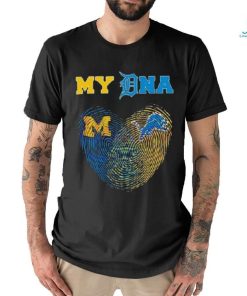 Heart My Dna Michigan Wolverines And Detroit Lions Shirt