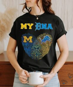 Heart My Dna Michigan Wolverines And Detroit Lions Shirt