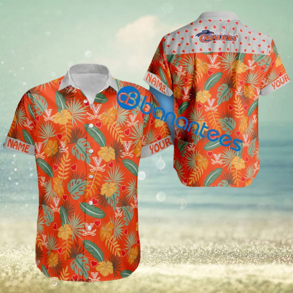 Heart Pattern Virginia Cavaliers Custom Name Hawaiian Shirt Heart Pattern Virginia Cavaliers Custom Name Hawaiian Shirt