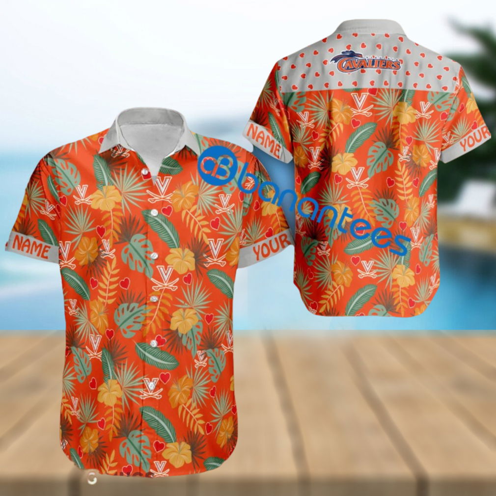 Heart Pattern Virginia Cavaliers Custom Name Hawaiian Shirt Heart Pattern Virginia Cavaliers Custom Name Hawaiian Shirt