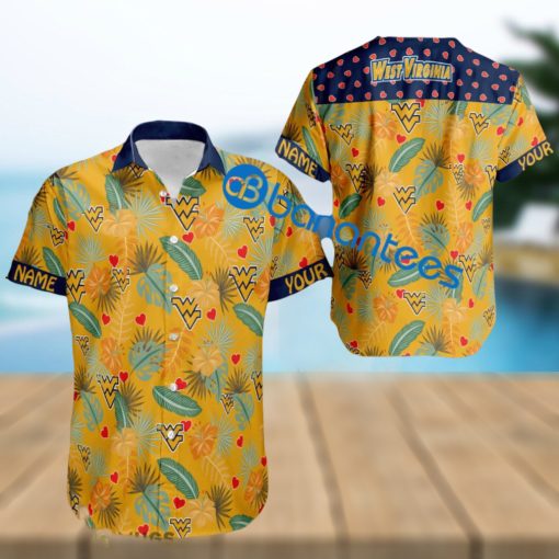 Heart Pattern West Virginia Mountaineers Personalized Hawaiian Shirt