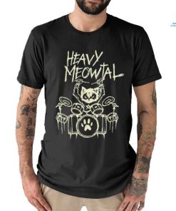 Heavy Metal Headbanger Gift Drummer Cat Playing Drum Meowtal T Shirt