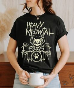 Heavy Metal Headbanger Gift Drummer Cat Playing Drum Meowtal T Shirt