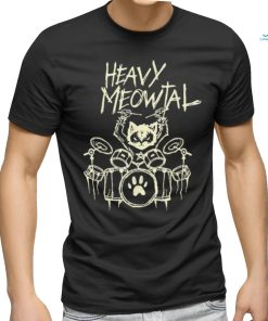 Heavy Metal Headbanger Gift Drummer Cat Playing Drum Meowtal T Shirt