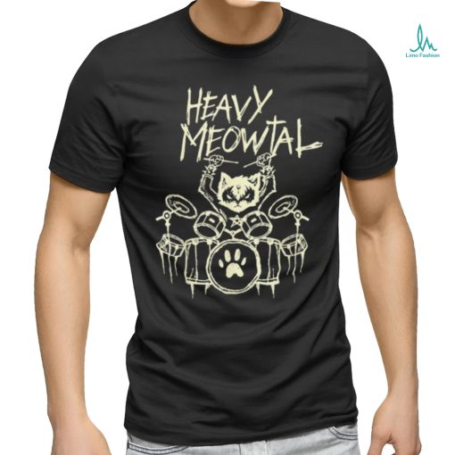 Heavy Metal Headbanger Gift Drummer Cat Playing Drum Meowtal T Shirt
