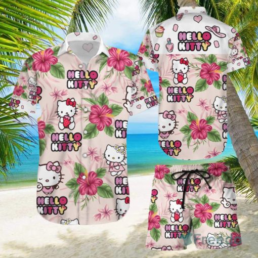 Hello Kitty Flower Cute Gift Hawaiian Shirts And Short Summer Beach Set