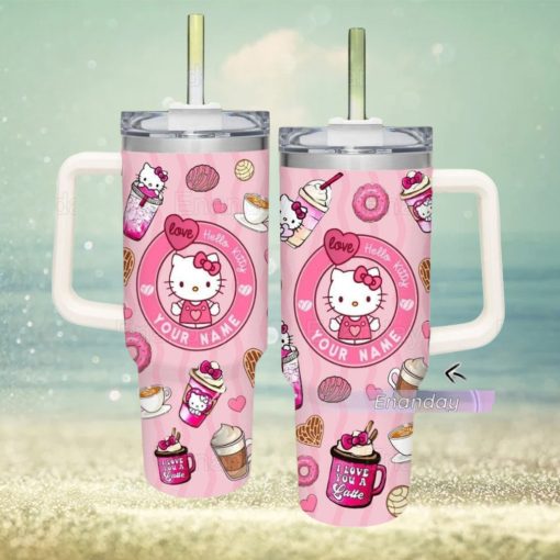 Hello Kitty Tumbler 40oz, Custom Hello Kitty Tumbler, Cute Cat Tumbler