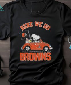 Here We Go Snoopy And Woodstock On Car Cleveland Browns T shirt