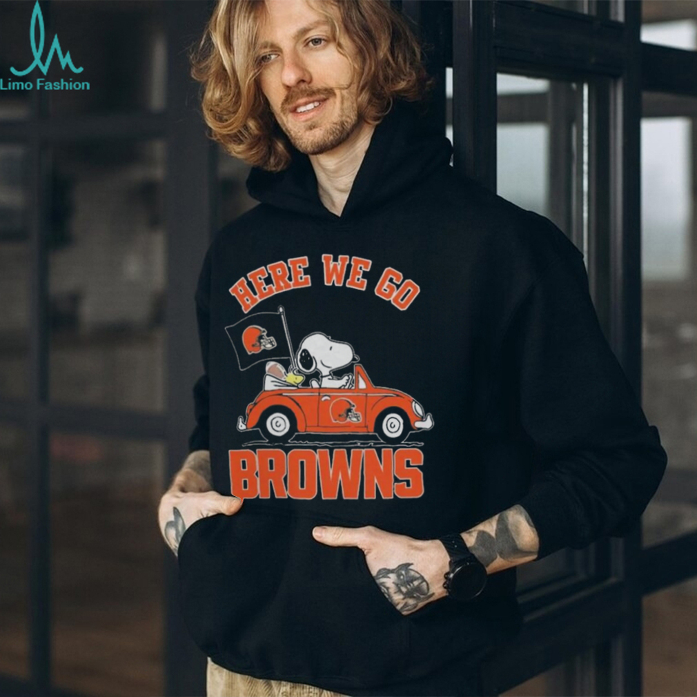 Here We Go Snoopy And Woodstock On Car Cleveland Browns T shirt Here We Go Snoopy And Woodstock On Car Cleveland Browns T shirt