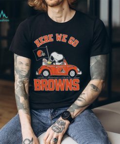 Here We Go Snoopy And Woodstock On Car Cleveland Browns T shirt