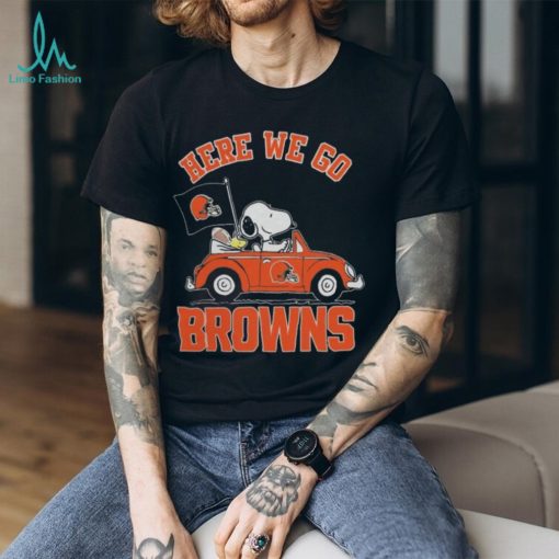 Here We Go Snoopy And Woodstock On Car Cleveland Browns T shirt