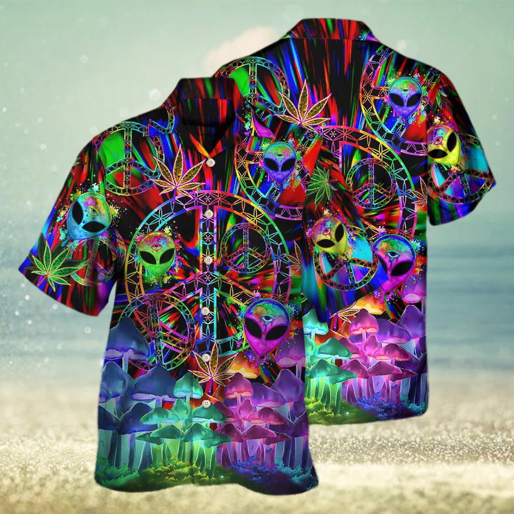 Hippie Alien Peace Color Stunning Hawaiian Shirt Hippie Alien Peace Color Stunning Hawaiian Shirt